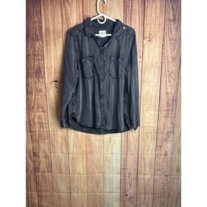 American Eagle Outfitters Boyfriend Fit Button Down Shirt Chambray Women Size XL